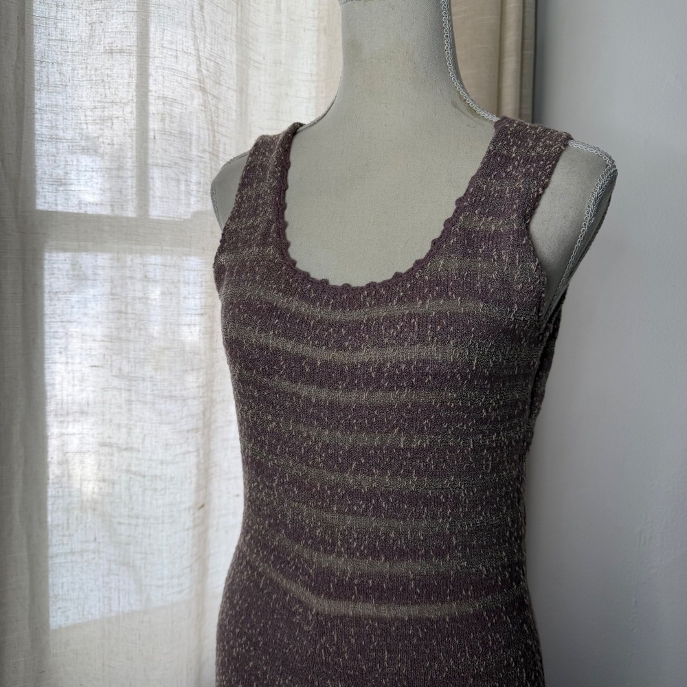 Laura Yang 70s Vintage Mod Swing Dress Purple Knit Eyelet Women's Size Medium - Picture 4 of 11